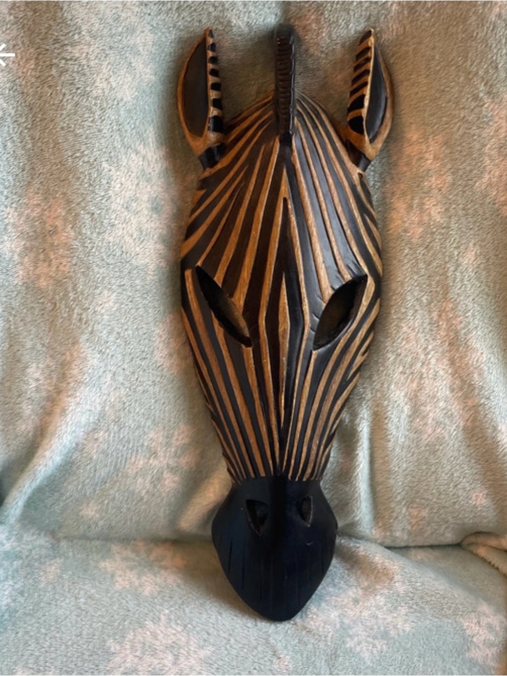 Ceramic  Zebra Wall Mask - Black and Brown Home Accent